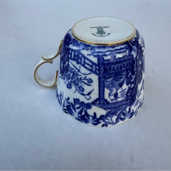 Royal Crown Derby Tea Cup & Saucer Vintage Mikado England Blue & White Gold Rim - Picture 10 of 14